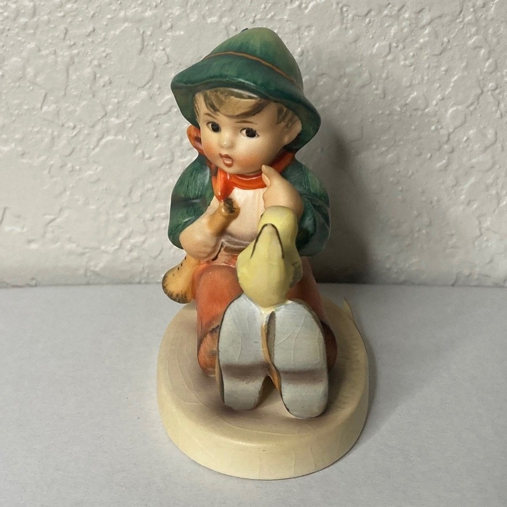 Goebel Hummel Singing Lesson 63 Figurine Boy with Bird West Germany Vintage